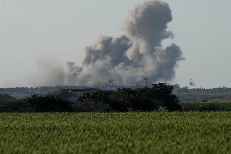 Smoke from Israeli bombardment of the Gaza Strip (AP)