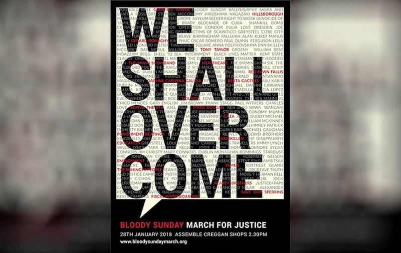 A promotional poster for the Bloody Sunday march 