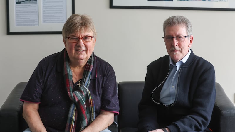 Former Miami Showband members Stephen Travers (left) and Des Lee (right) speak to The Irish News.
PICTURE COLM LENAGHAN