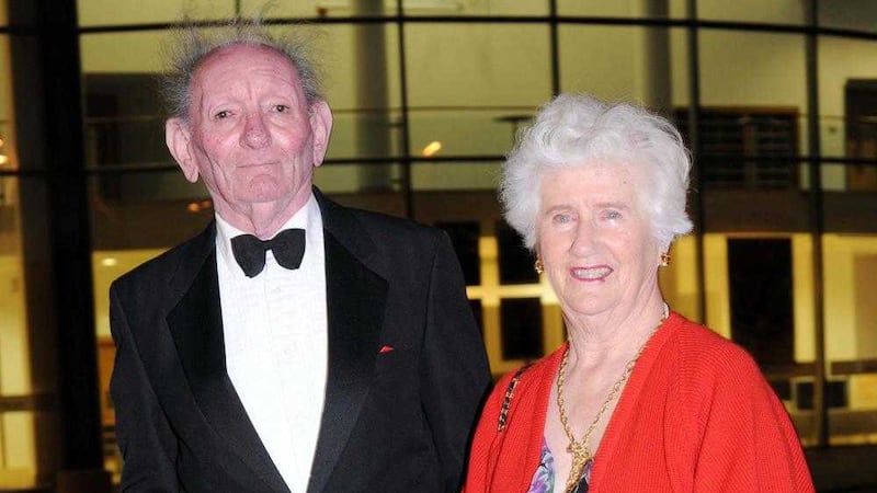 Playwright Brian Friel with his wife, Anne at an event honouring him in Belfast 