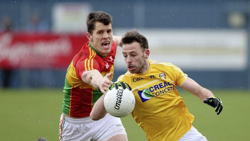 Antrim&#39;s promotion hopes hang by a thread after losing to Carlow last weekend Picture by Cliff Donaldson. 