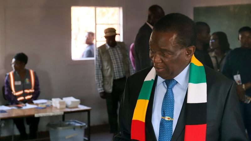 President Emmerson Mnangagwa is seeking a second and final term in Zimbabwe’s second general election since Robert Mugabe was ousted in a coup in 2017 (AP)