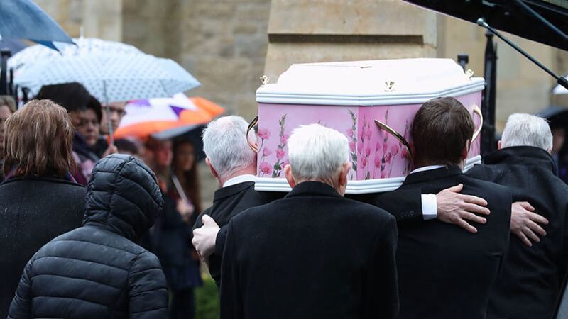 &nbsp;The coffin of Lauren Bullock arriving for her funeral at St Patrick's Church in Donaghmore, Co Tyrone. Picture by Liam McBurney, PA Wire