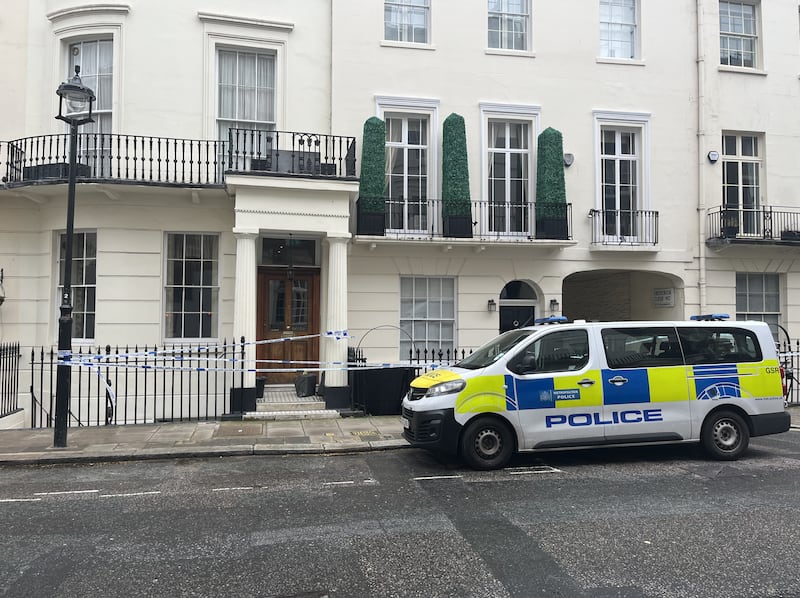 Police at the scene on Stanhope Place, Bayswater