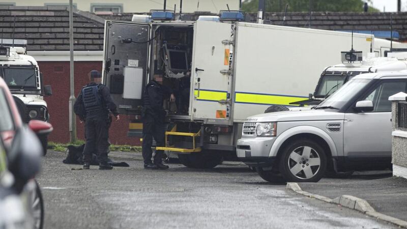 Police carrying out searches in Tarry Drive in Lurgan, Co Armagh. Picture by Matt Bohill 