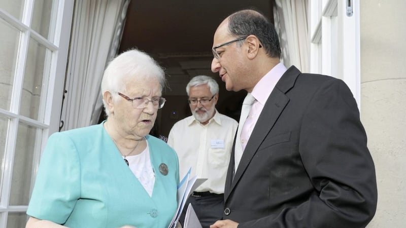 Baroness May Blood with Sailesh Vara, Parliamentary Under-Secretary of State at the NIO. Picture by Declan Roughan 