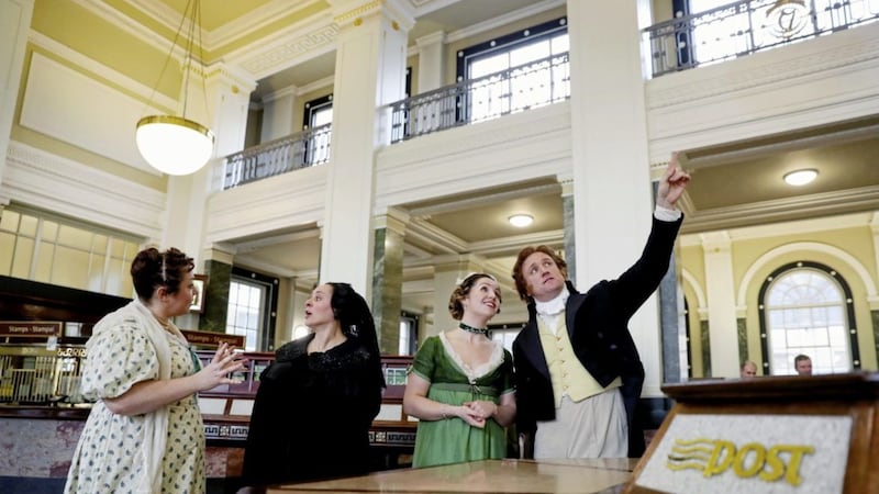 The GPO has celebrated the 200th anniversary of its opening with a specially commissioned play; from left to right; Mrs Draper (Camille Ross), The Widow (Mary Murray), Lady Jane Lees (Liz FitzGibbon) and Sir Edward Lees (Rory Nolan). Picture by Maxwell Photography 