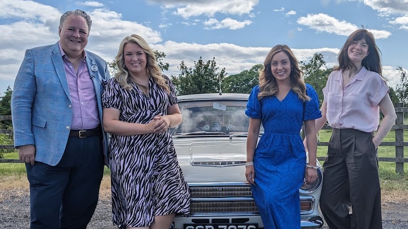 Steven Moore, Sara Davies, Amy Dowden and Natasha Raskin Sharp on Celebrity Antiques Road Trip