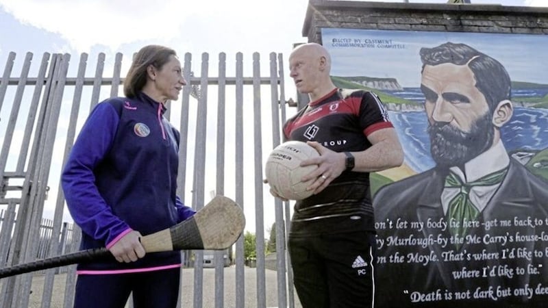 Former Antrim GAA stars Jane Adams and Paddy Cunningham began the Gaels le Chéile campaign in 2021. Picture by Hugh Russell
