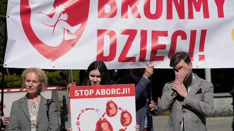 Anti-abortion activists hold a demonstration outside Parliament Czarek Sokolowski/AP)