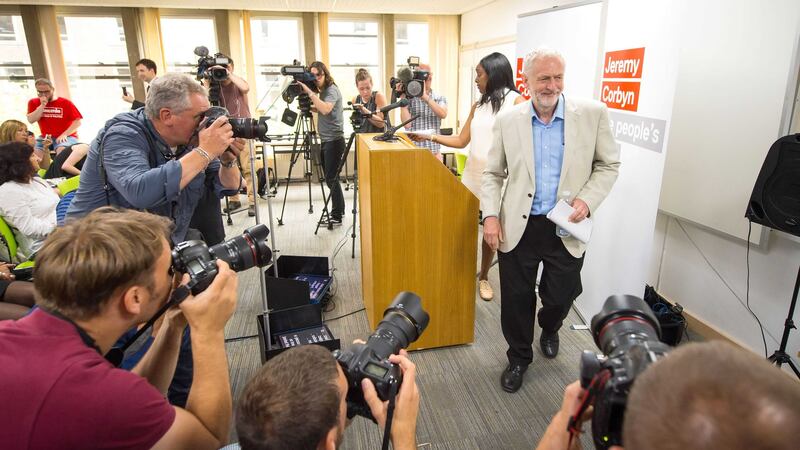 Jeremy Corbyn leaves after launching his Labour leadership campaign at the UCL Institute of Education in London. Picture by Dominic Lipinski, Press Association&nbsp;