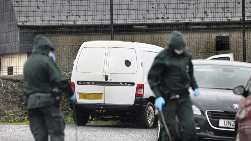Police at the scene of a shooting in the Waterside area of Derry on Tuesday. Picture Margaret McLaughlin 27-11-2018. 
