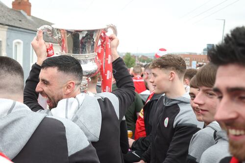 Joe Gormley immensely proud of Irish Cup winning team-mates as celebrations continue in the Solitude ‘social’