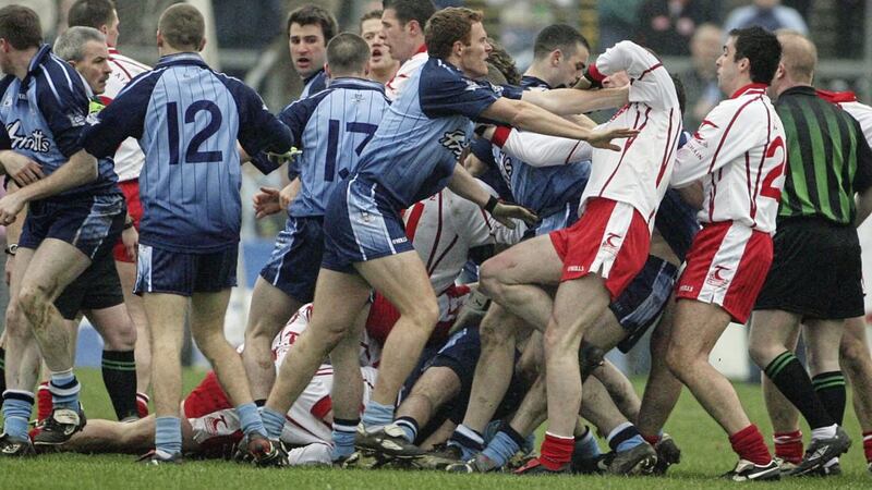 The brawl in Healy Park Omagh between Tyrone and Dublin in 2006 