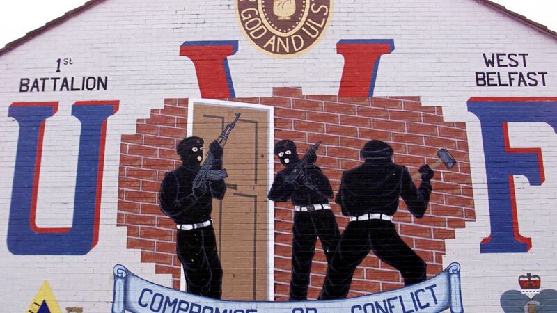 Simon Hoare met loyalist paramilitary representatives. Picture by Paul Faith/PA Wire.