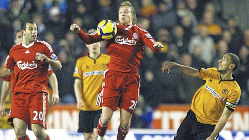 LUC&rsquo;S THE PART: Liverpool midfielder Lucas tries to get the ball under control during last night&rsquo;s goalless draw with Wolves 