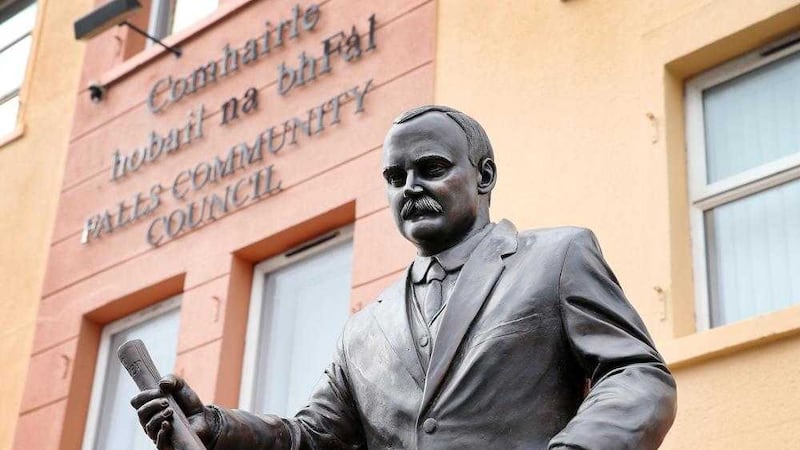 A new statue of James Connolly on the Falls Road in west Belfast.  Picture by Mal McCann 