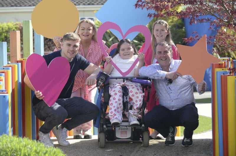 Ireland rugby player Gary Ringrose joins 11-year-old Natalia with her family for Children's Hospice Week.