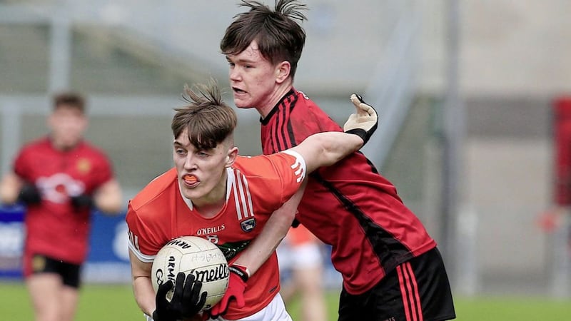 Two goals from Jamie Martin couldn&#39;t prevent Abbey from defeat in their opening MacRory Cup fixture against St Patrick&#39;s, Dungannon 