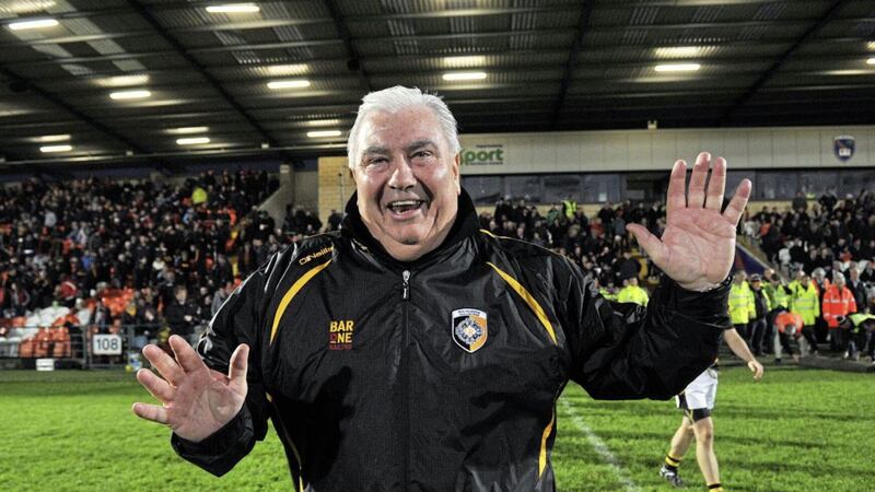 Guess who&#39;s back?: Crossmaglen manager Joe Kernan marked his return in style as the &#39;Rangers claimed their 17th title in 18 years with a victory over Cullyhanna in the Armagh Senior Football Championship Final at the Athletic Grounds Armagh yesterday. Picture: Conor Greenan 
