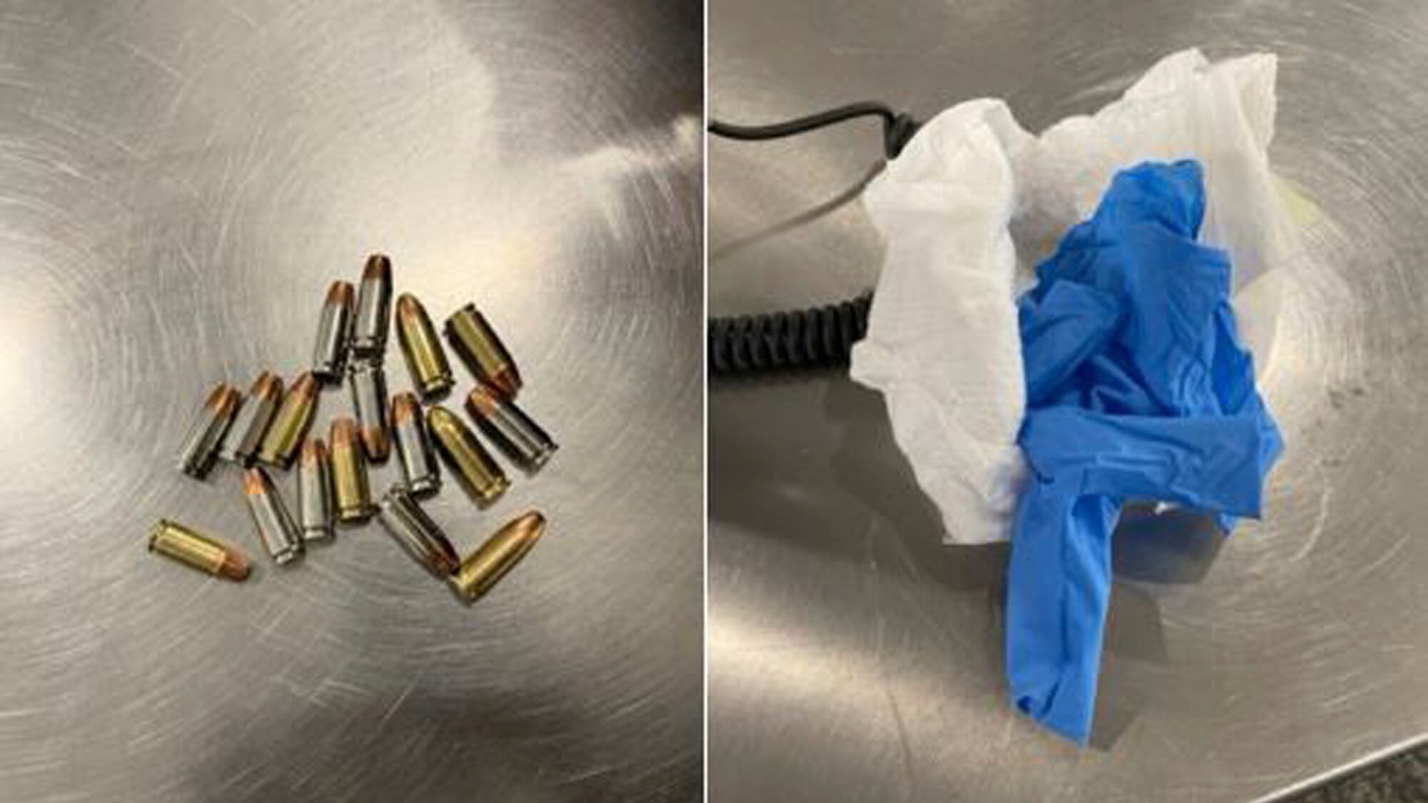 The 17 bullets security officers found concealed inside a disposable baby nappy at LaGuardia Airport in New York (Transportation Security Administration via AP)