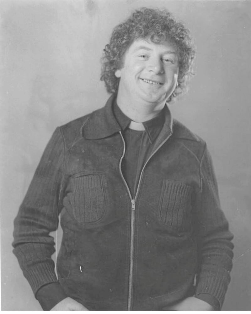 Fr Joe sporting &#39;the 1970s look&#39; in his early years as a priest 
