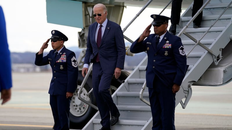 President Joe Biden arrives at San Francisco International Airport for the Apec summit (Evan Vucci/ AP)