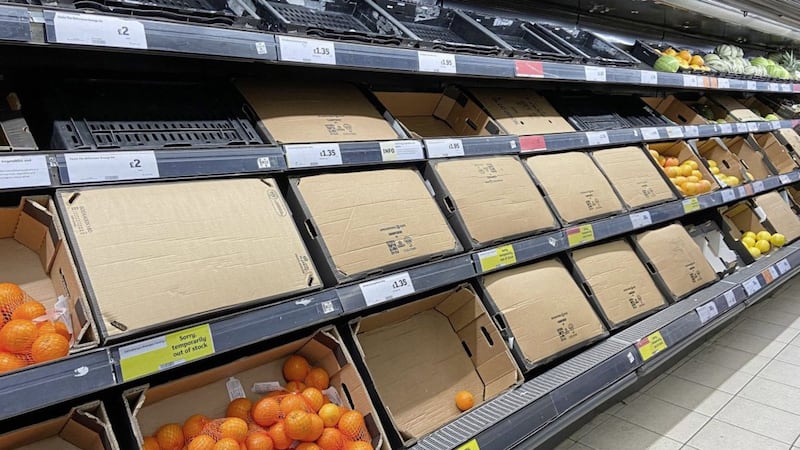 Empty shelves have been seen in supermarkets. Picture by Mal McCann 