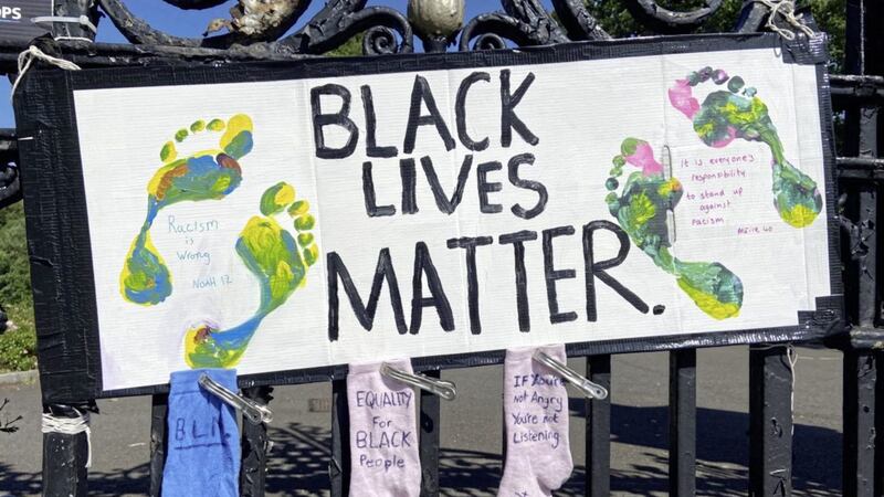 A display at Ormeau Park in south Belfast in support of the Black Lives Matter campaign. Picture by Mal McCann 