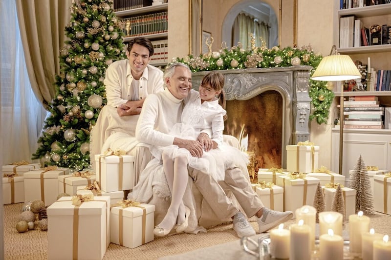 Andrea, Matteo and Virginia Bocelli perform together on A Family Christmas. Picture by Giovanni De Sandre 