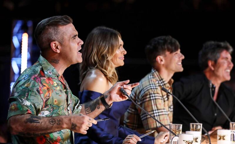 X Factor judges Robbie Williams, Ayda Williams, Louis Tomlinson and Simon Cowell