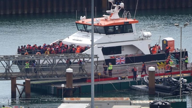 People thought to be migrants are brought in to Dover, Kent, by a Border Force vessel following a small boat incident in the Channel. The Court of Appeal found the Government’s plan to send some migrants to Rwanda was unlawful (Gareth Fuller/PA)