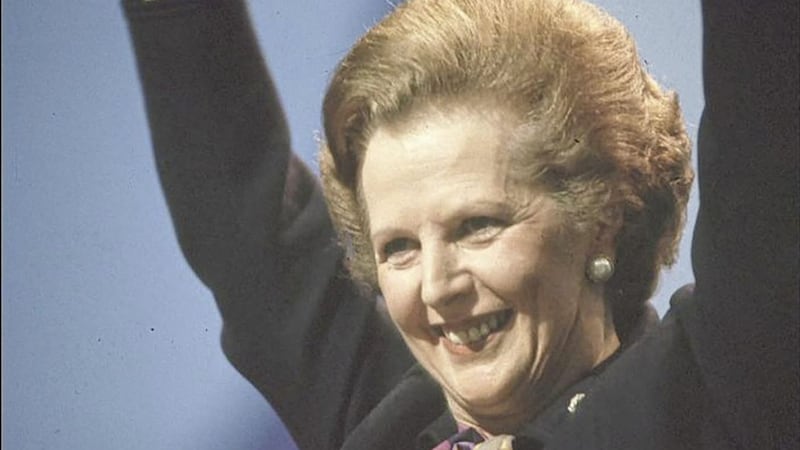 Margaret Thatcher takes applause during the Falklands War, October 1982 (C) BBC 