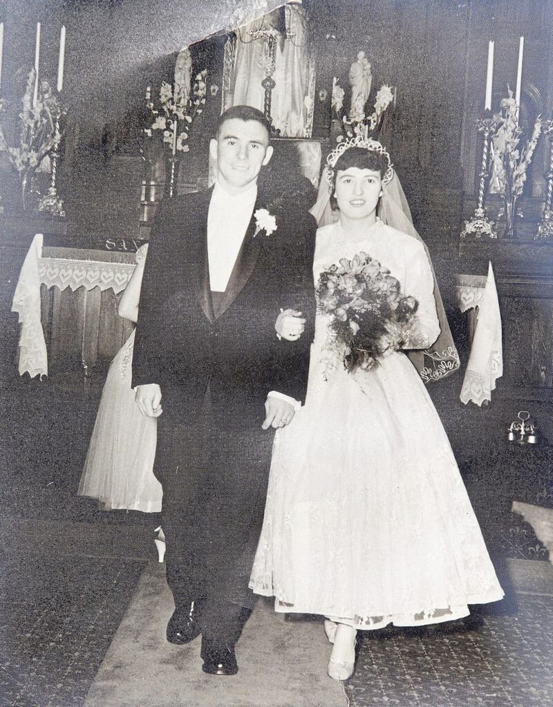 Alec Fitzpatrick pictured on his wedding day with his wife Gertie in 1956. 