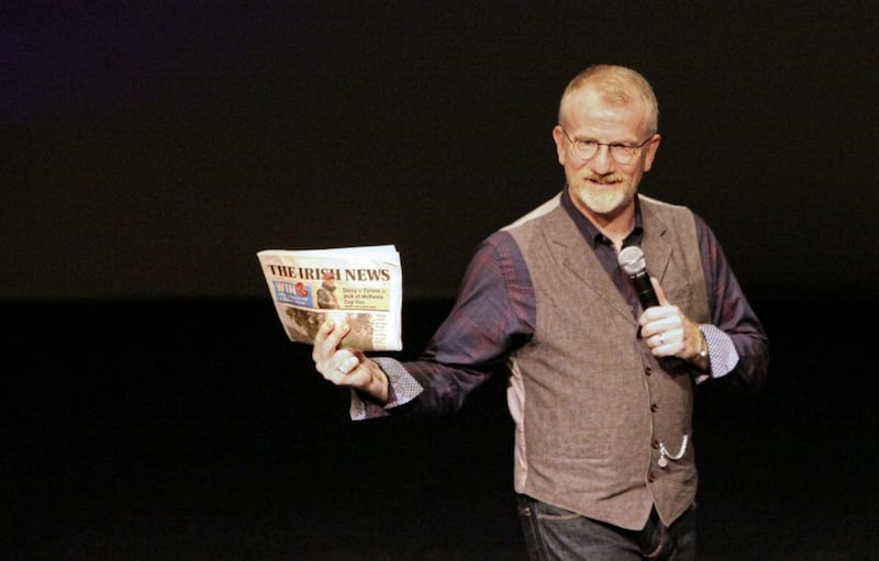 The Irish News is still the &#39;backbone&#39; of Jake&#39;s live show. Picture by Ann McManus. 