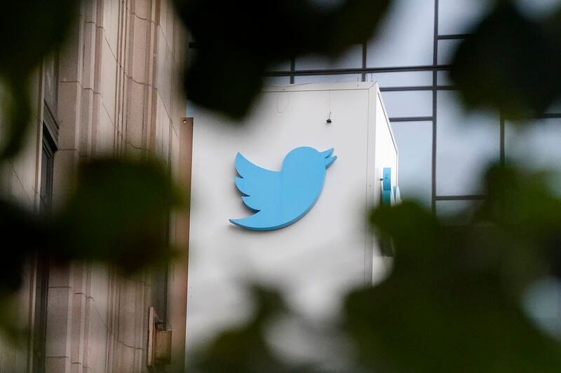 A sign at Twitter headquarters is shown in San Francisco