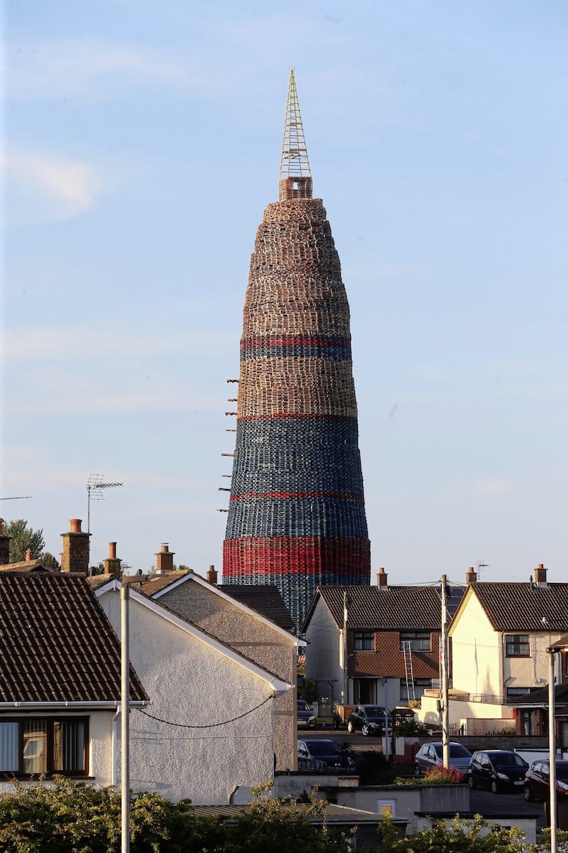 The towering Craigyhill bonfire of 2022, which unofficially beat a previous world record for tallest bonfire. Picture by Mal McCann