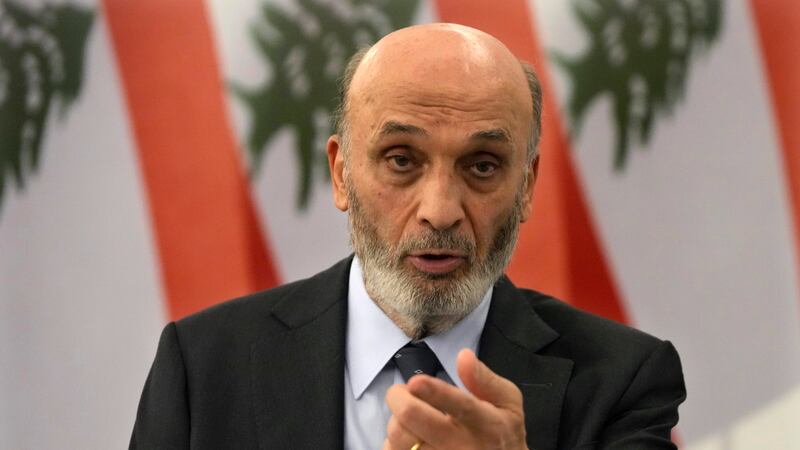 Lebanese Christian leader Samir Geagea blasted Hezbollah for opening a front with Israel to back up its ally Hamas, saying it has harmed Lebanon without making a dent in Israel’s crushing offensive in the Gaza Strip (Hussein Malla/AP)