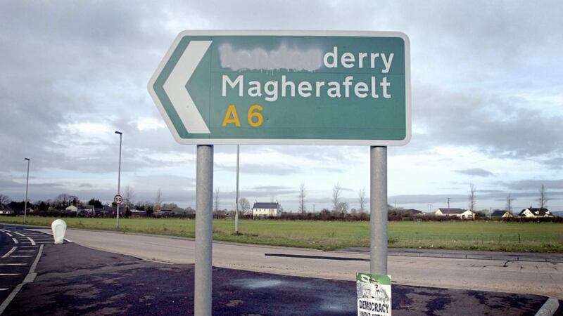 The persistently defaced Derry road signs are very visible reminders us that we&#39;re still a long way from accommodating both traditions in Northern Ireland. Picture Charles McQuillan/Pacemaker. 