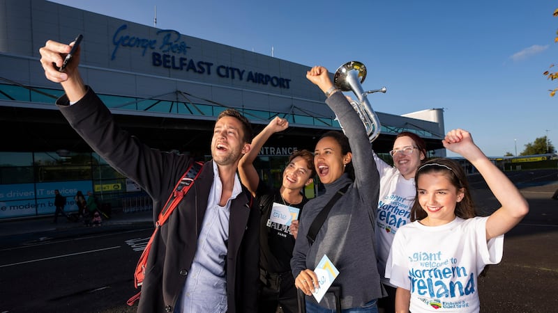 Tourism Northern Ireland welcomed hundreds of delegates attending this week’s One Young World Summit as they landed at Belfast City Airport (Tourism Northern Ireland/PA)