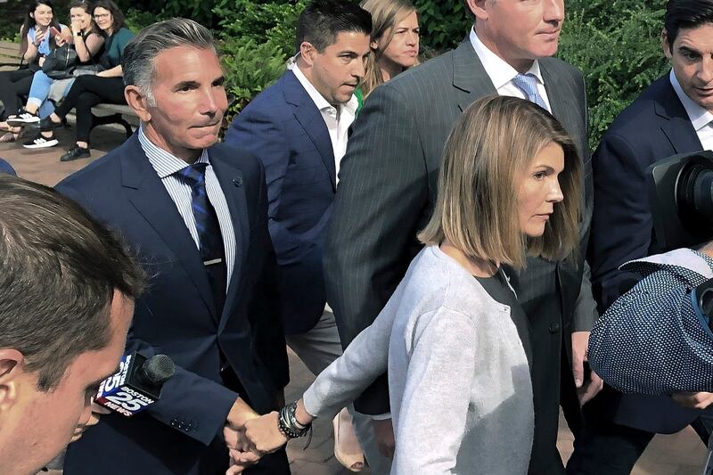 Lori Loughlin leaving court in August 2019
