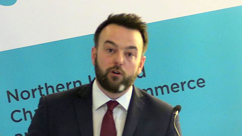 Colum Eastwood, pictured speaking today, said: &quot;We think if Brexit happens badly then the NHS could be up for negotiation&quot;. Picture by PA