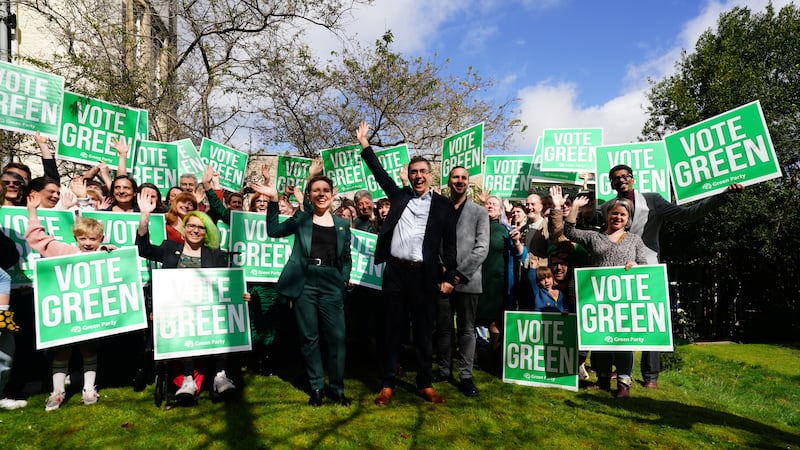 Green Party co-leaders Carla Denyer and Adrian Ramsay during the launch of their local election campaign in Bristol