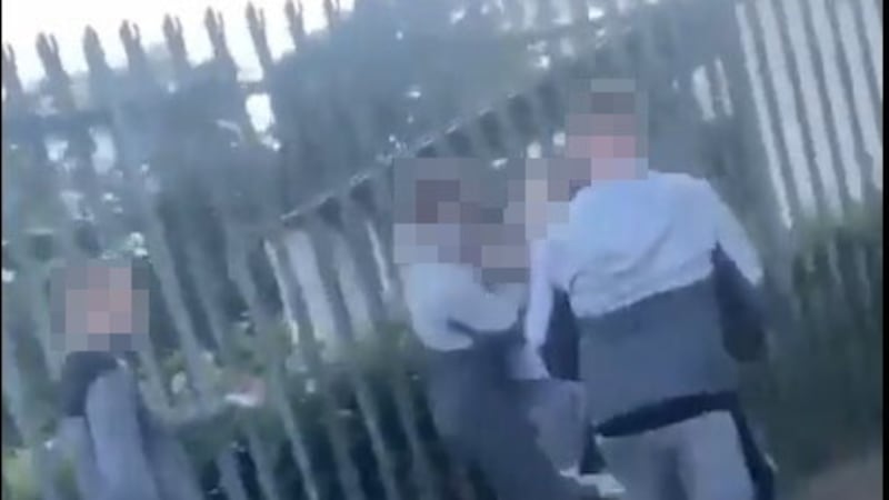 Footage taken in the Falls Park area of west Belfast appeared to show a group of youths targeting a young male