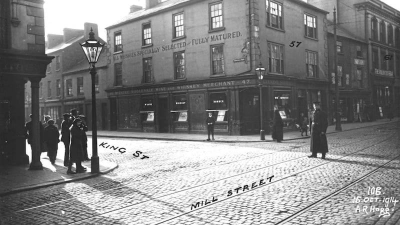 Mill Street - now Castle Street - and King Street. Picture by Belfast City Council 