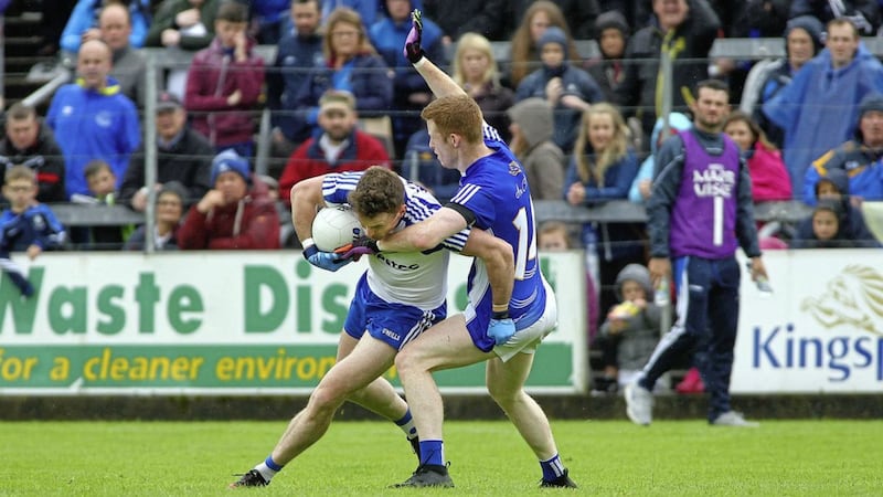 Conor Madden (right) kicked another late winner for Cavan, this time against Down in the Dr McKenna Cup. Pic Seamus Loughran 