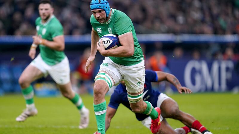 Tadhg Beirne claimed the second of Ireland’s five tries in Marseille