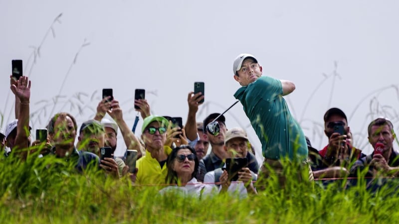 Rory McIlroy hits a tee shot during the Italian Open at Guidonia Montecelio, near Rome Picture: Domenico Stinellis/AP 