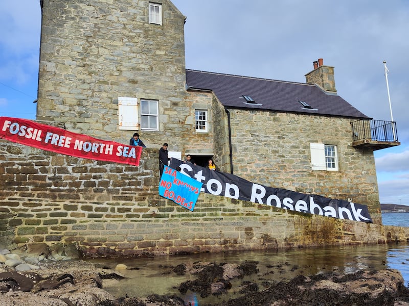 Activists demanded an end to new North Sea oil and gas extraction