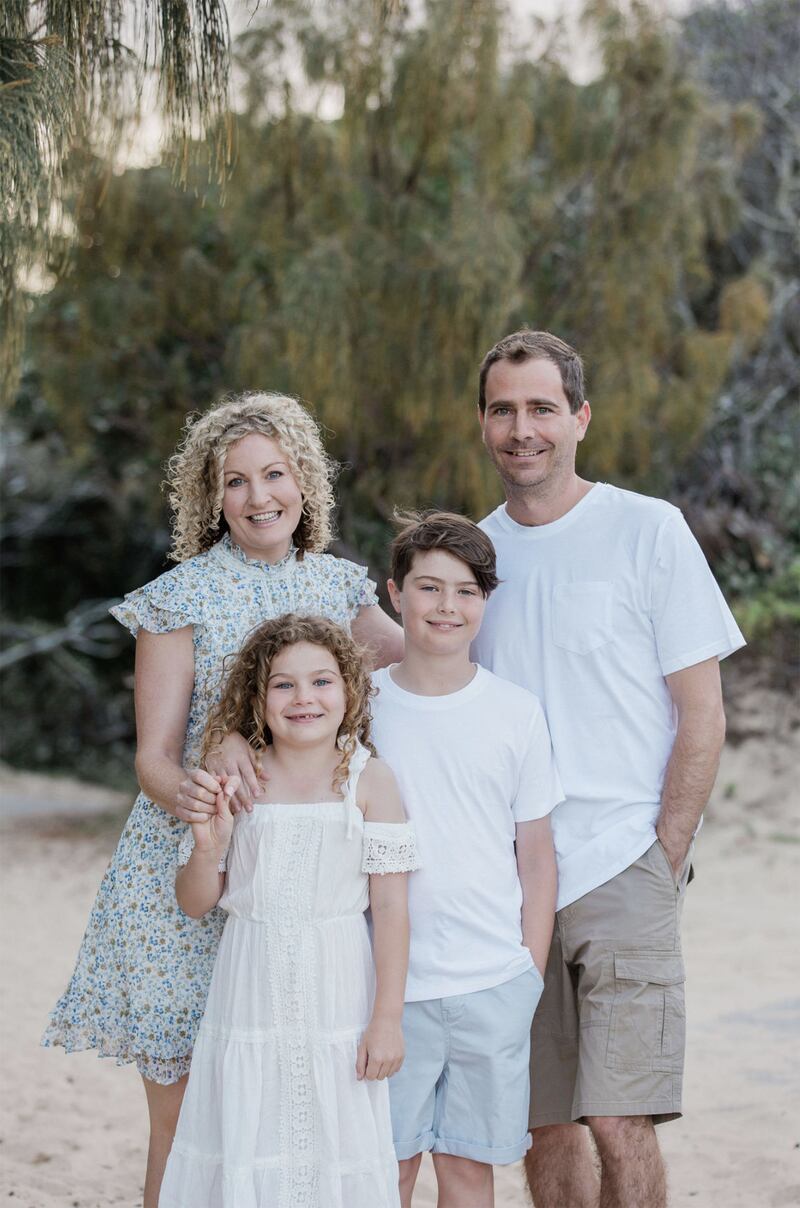 &nbsp; Louise Barnes with her husband Scott and children Stella (9) and Finn (12). Picture by Tara Lee